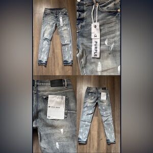 Men's Distressed Gray Jeans